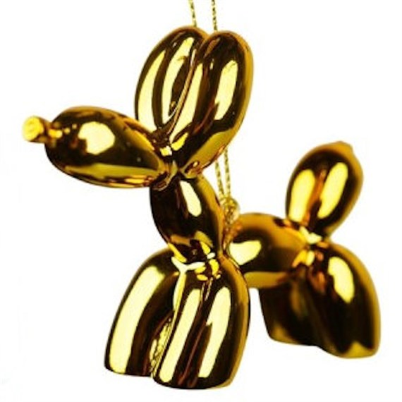 Christmas Inspo 3 Inch Shiny Gold Balloon Dog Christmas Ornament (D4558)