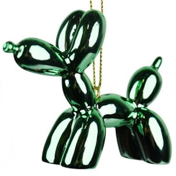 Christmas Inspo 3 Inch Shiny Green Balloon Dog Christmas Ornament (D4558)