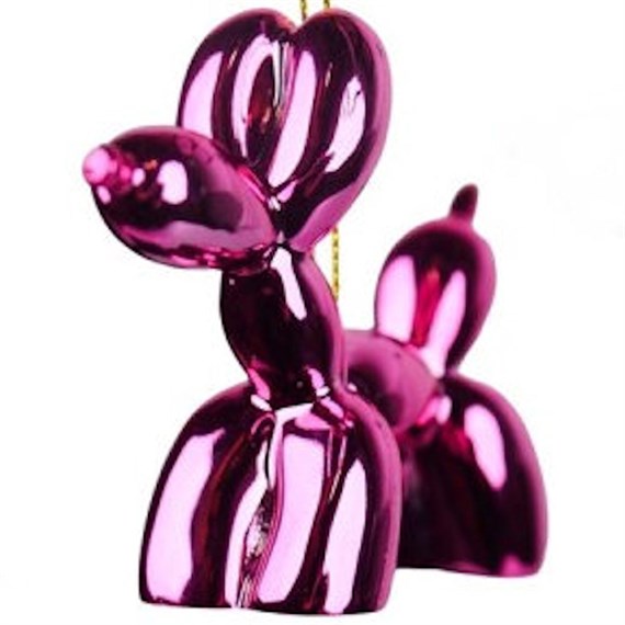 Christmas Inspo 3 Inch Shiny Pink Balloon Dog Christmas Ornament (D4558)