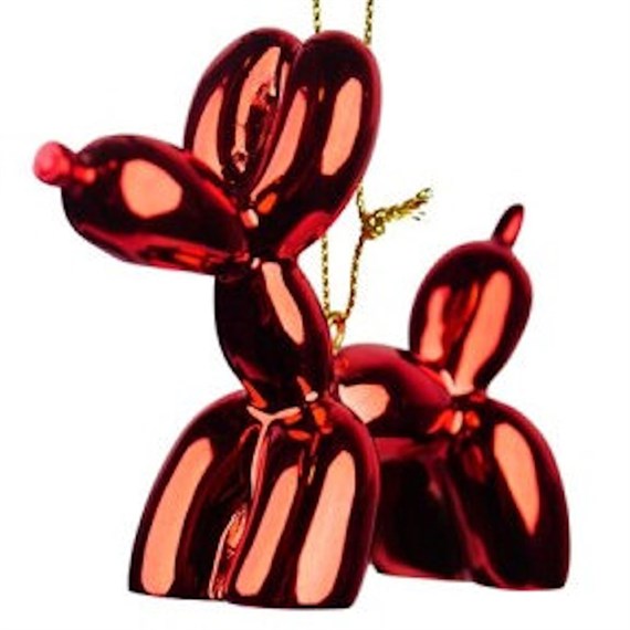 Christmas Inspo 3 Inch Shiny Red Balloon Dog Christmas Ornament (D4558)