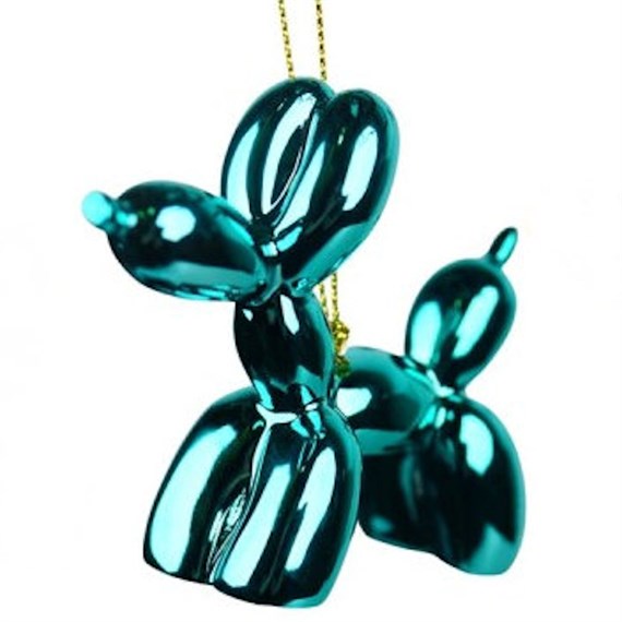 Christmas Inspo 3 Inch Shiny Teal Balloon Dog Christmas Ornament (D4558)