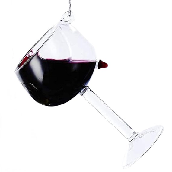 Christmas Inspo 4 Inch Glass of Wide Red Wine Christmas Ornament (D2991)