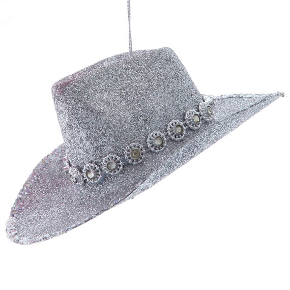 Christmas Inspo 5.5 Inch Cowgirl Hats Silver Christmas Ornament (T3725)