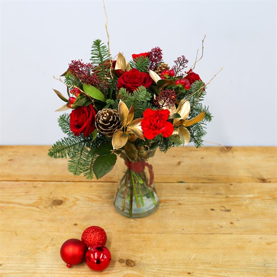 Christmas Wish Hand Tied Festive Floral Bouquet