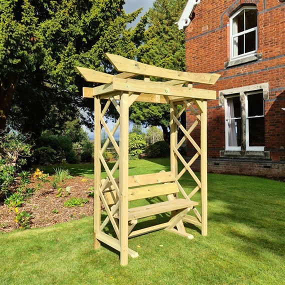 Churnet Valley Tokyo  Wooden Arch 4ft With Ashcombe Bench (RA6/AS101) DIRECT DISPATCH