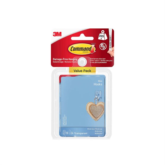 Command Clear Mini Hooks with Clear Strips 17006CLR-18 (4398)