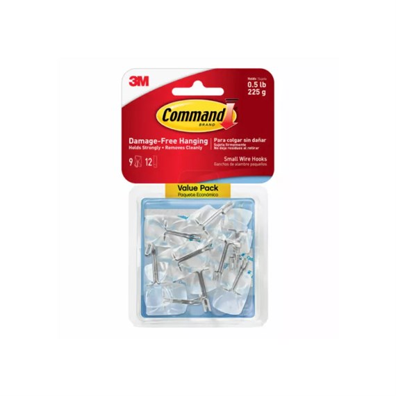 Command Clear Small Wire Hooks with Clear Strips 17067CLR-9 (4367-9CL)