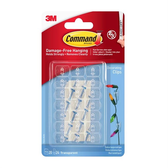 Command Mini Clear Indoor Decorating Clips - Pack of 20 (4373-CLR)