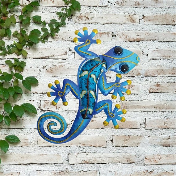 Creekwood Gecko Glass Wall Art - Blue - 40cm (48028)