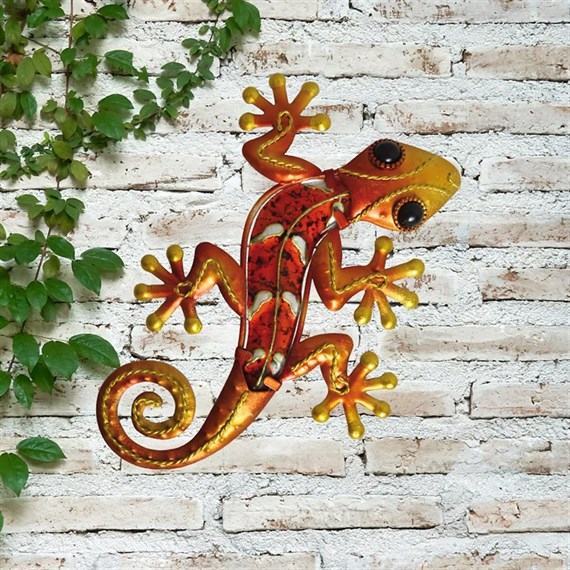 Creekwood Gecko Glass Wall Art - Orange - 40cm (48029)