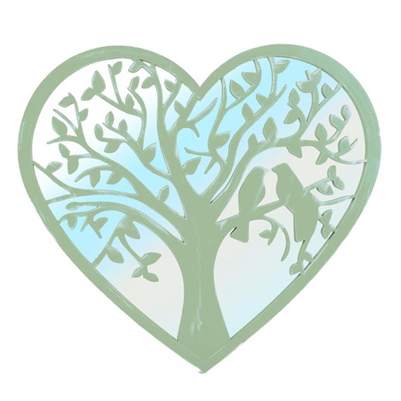Creekwood Heart Love Birds Mirror Sage Green 68x61cm (43422)