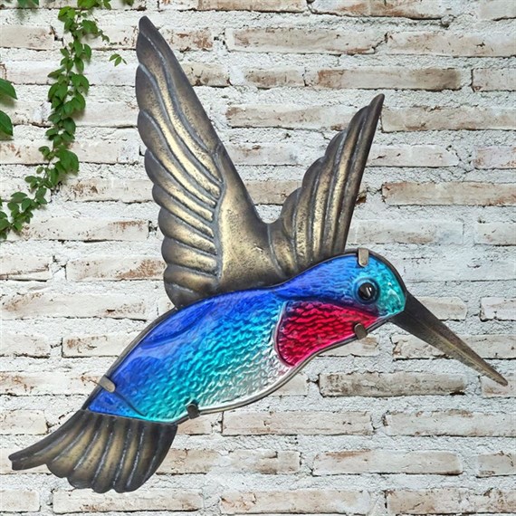 Creekwood Glass Wall Art Blue Hummingbird 32x37cm (43019)