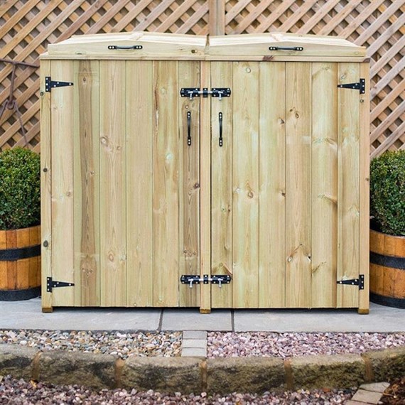 Garden Village Wheelie Bin Screen Double Chest 140L - Direct Dispatch