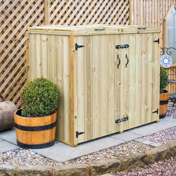 Garden Village Wheelie Bin Screen Double Chest 240L - Direct Dispatch