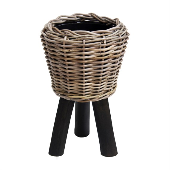 Drypot Rattan Grey Plant Pot on Legs (300350)