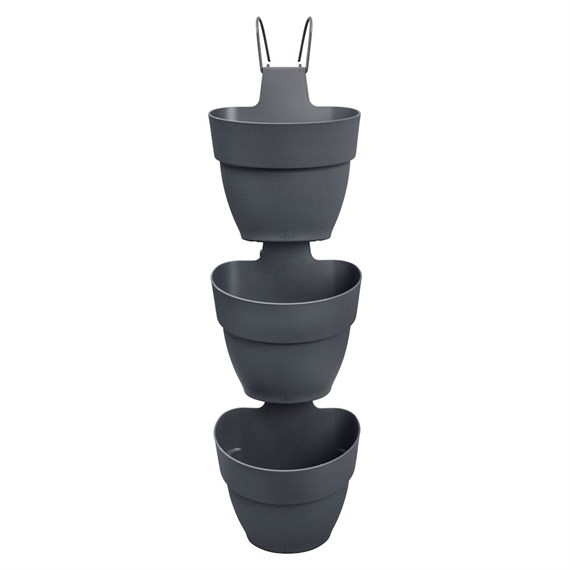Elho Vibia Campana Vertical Flower Pots 24cm x 3 Anthracite (3692402142500)