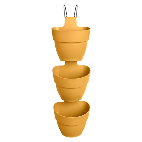 Elho Vibia Campana Vertical Flower Pots 24cm x 3 Honey Yellow (3692402112500)