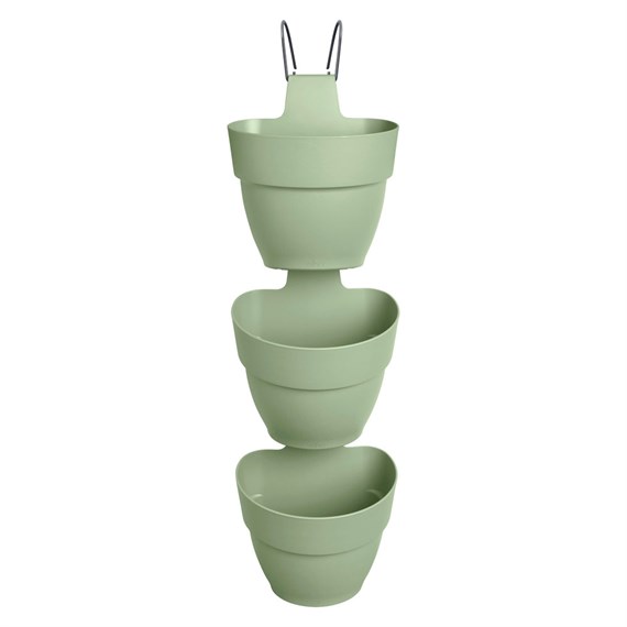 Elho Vibia Campana Vertical Flower Pots 24cm x 3 Pistachio Green (3692402135900)