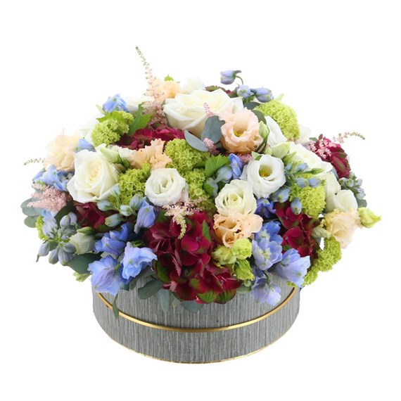 English Country Garden Hat Box Floral Arrangement - Small