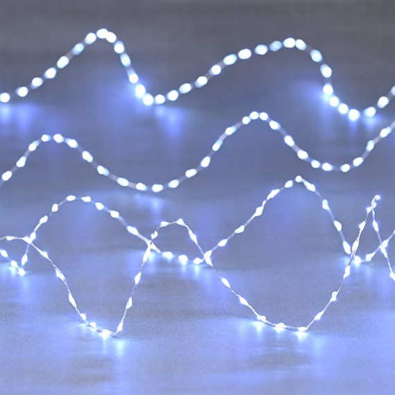 Festive 100 Battery Compact Dewdrop Christmas String Lights - White (P055021)
