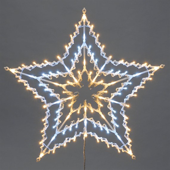 Festive 100 White LED Window Light Up Christmas Star Decoration (P025363)