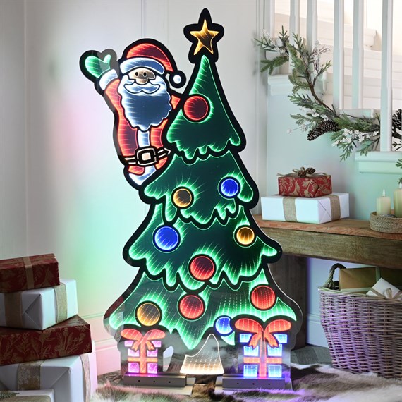 Festive 180cm Infinity Light Up Christmas Santa Waving Decoration On Tree (P058134)