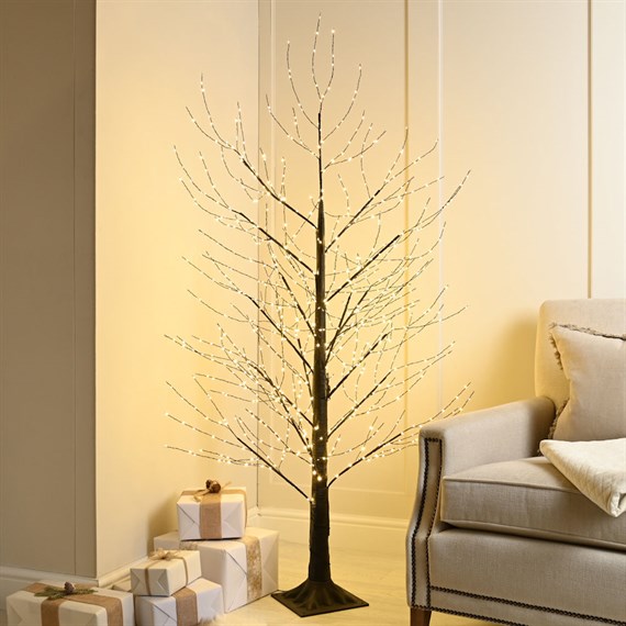 Festive 180cm Lit Microdot Black Light Up Christmas Tree With 1300 Warm White (P049863)