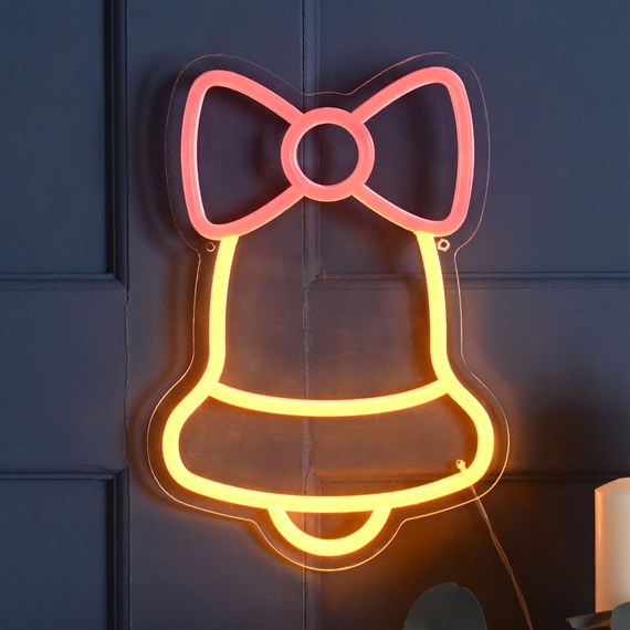 Festive 21cm X 30cm Neon Flex Light Up Hanging Bell Christmas Decoration (P053580)