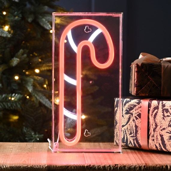 Festive 30cm Lit Red Neon Flex Candy Cane Sign Light Up Christmas Decoration (P057788)