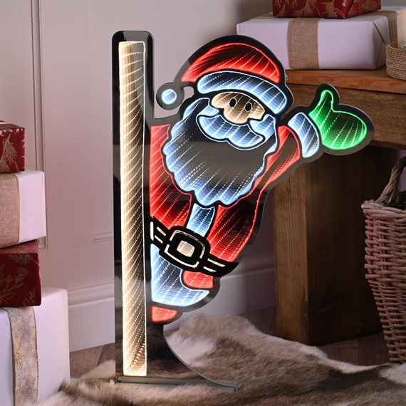 Festive 60cm Waving Light Up Christmas Santa Decoration (P058156)