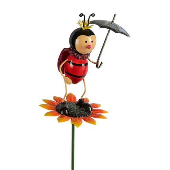 Fountasia Garden Stake - Ladybird With Umbrella On Sunflower (93965)
