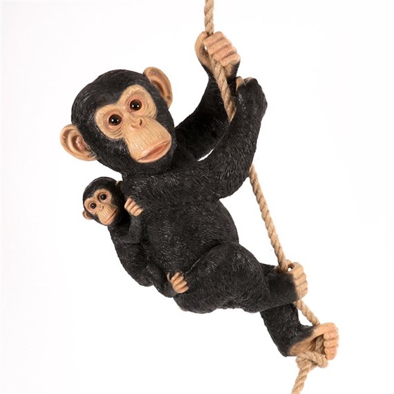 Garden Creations Climbing Chimpanzee & Baby Garden Statue Ornament - 22x15x39cm (VM2896400)
