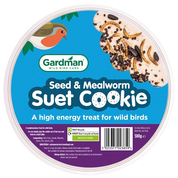 Gardman Wild Bird Seed & Mealworm Suet Cookie (A04208)