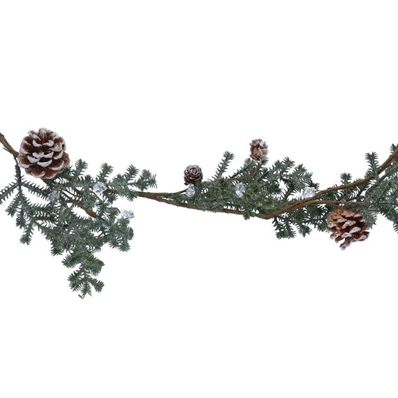 Gisela Graham Christmas 129cm Frosted Pine Cone Fir Garland Artificial Christmas Garland (40116)