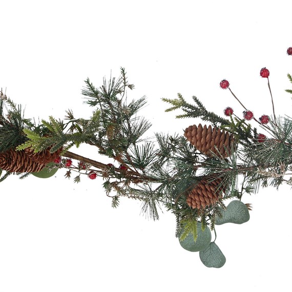 Gisela Graham Christmas 180cm Fir, Pine Cone & Berry Artificial Christmas Garland (41085)