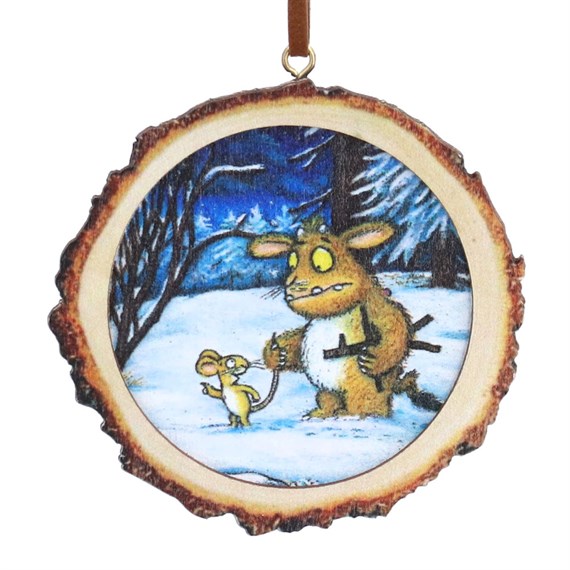 Gisela Graham Christmas The Gruffalo's Child & Mouse Wood Log Hanging Christmas Tree Decoration (10544)