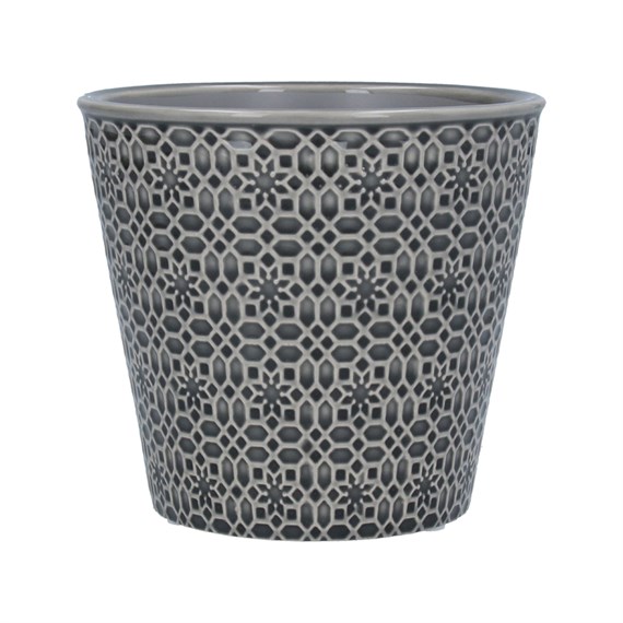 Gisela Graham Dark Grey Mosaic Stoneware Pot - Large (33850)