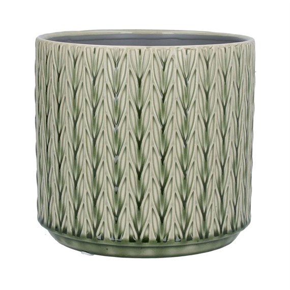 Gisela Graham Green Staghorn Stoneware Pot - Large (20848)