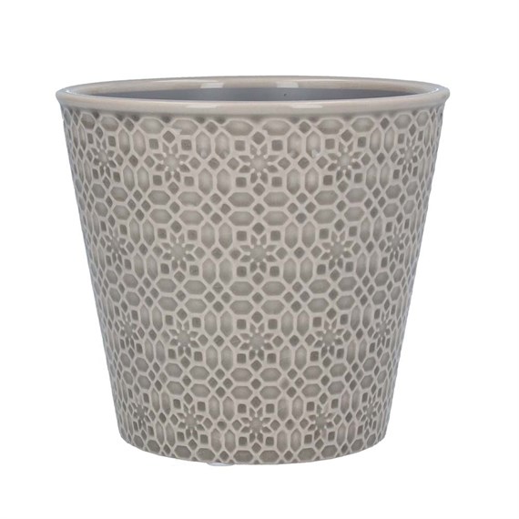 Gisela Graham Grey Mosaic Stoneware Pot - Large (33853)