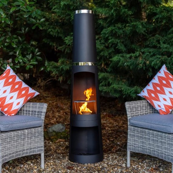 Glendale Black Tower Outdoor Garden Chimenea