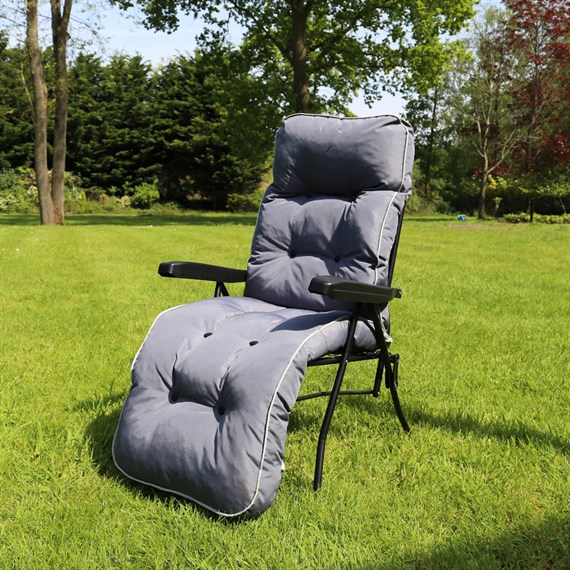 Glendale Dark Grey Deluxe Outdoor Garden Relaxer Chair (LONG04)