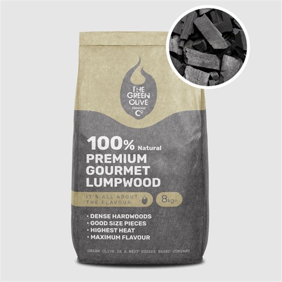 Green Olive 100% Natural Premium Gourmet Lumpwood Coal 8kg (FCHPG8)