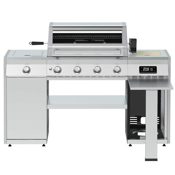 Grillstream Island 4 Burner Hybrid Charcoal & Gas BBQ - Stainless Steel (GGI46SS)