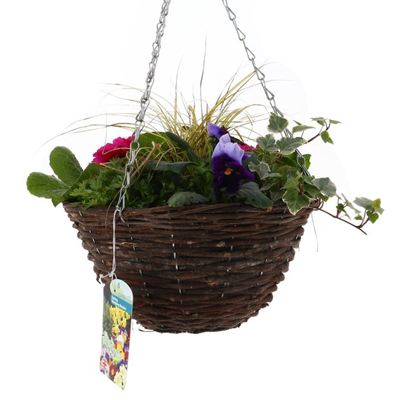 Hanging Seasonal Bedding Wicker Basket 12 inches - Spring