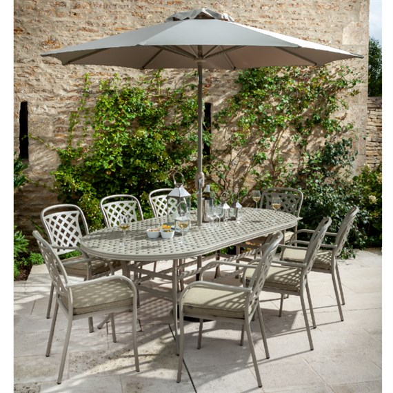 Hartman Berkeley 8 Seat Oval Outdoor Garden Furniture Set with Parasol