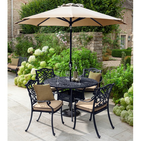 Hartman Capri Amber & Bronze 4 Seat Round Dining Outdoor Garden Furniture Set