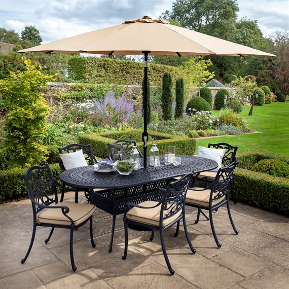 Hartman Capri Amber & Bronze 6 Seat Oval Dining Outdoor Garden Furniture Set