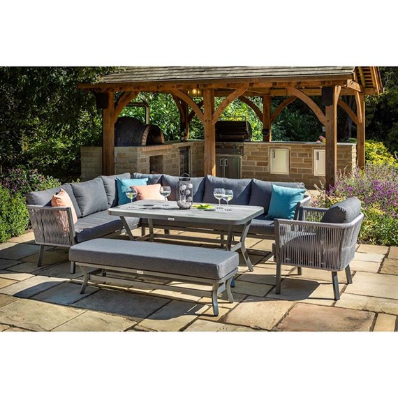 Hartman Dubai Rectangular Casual Outdoor Garden Furniture Dining Set With 2 Seat Bench