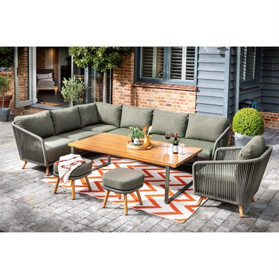 Hartman Eden Rectangular Casual Corner Outdoor Garden Furniture Set in Juniper Green