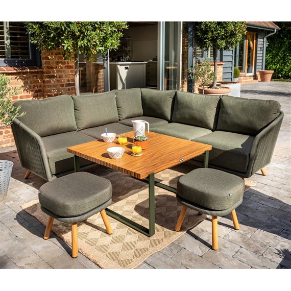 Hartman Eden Square Casual Corner Outdoor Garden Furniture Set in Juniper Green